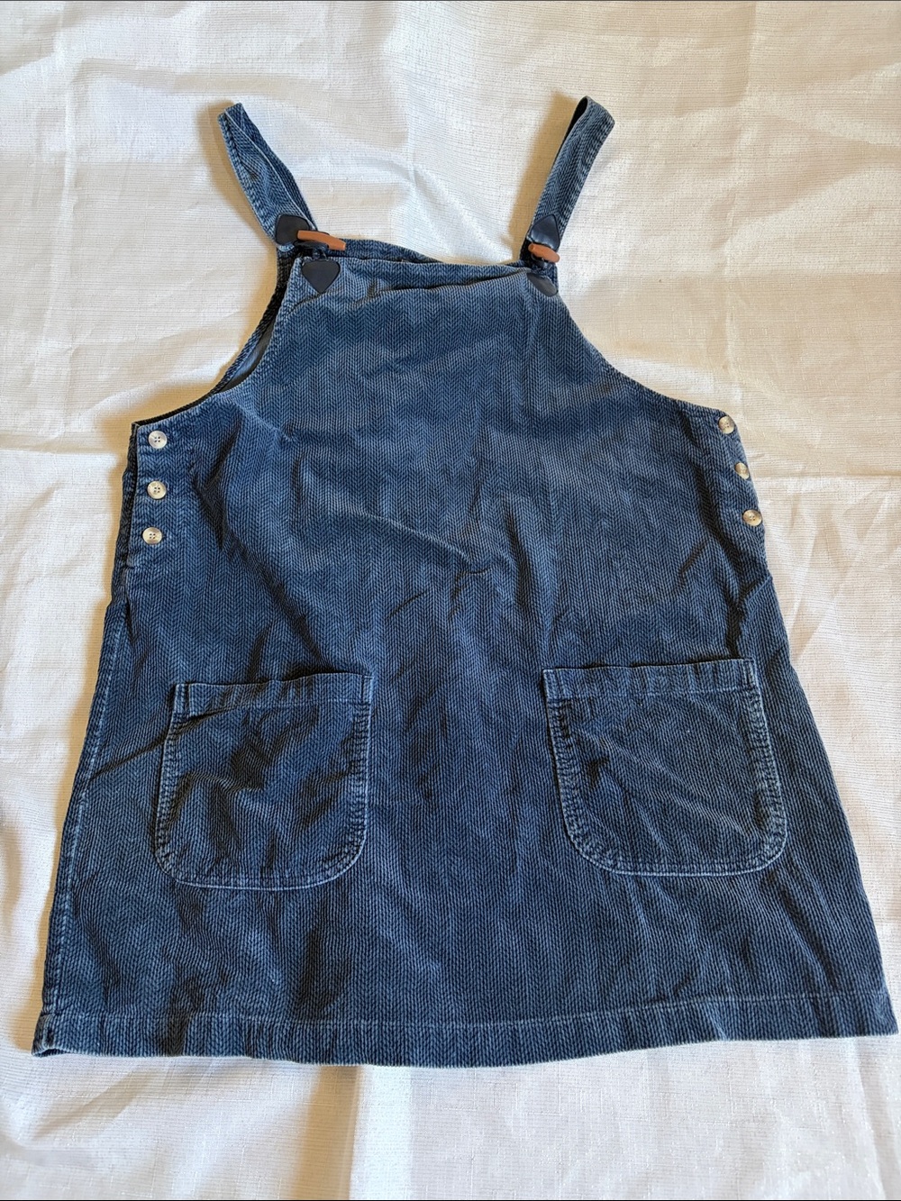 Y2K Route 66 Corduroy Blue Womens Pinafore Dress - Overall layering dress